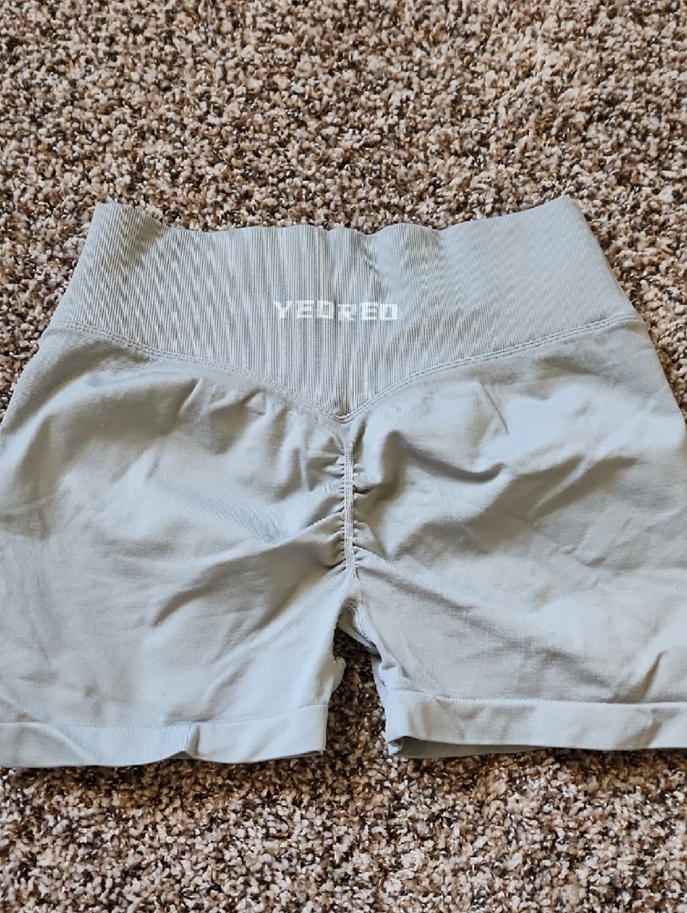 High-Rise Light Grey Women’s Active Shorts - Picture 2 of 2